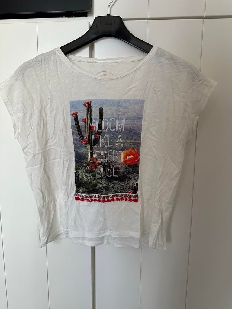 Wit T-shirt met cactusprint en kwastjes, Kleding | Dames, Maat 38/40 (M), Wit, Ophalen of Verzenden, Korte mouw