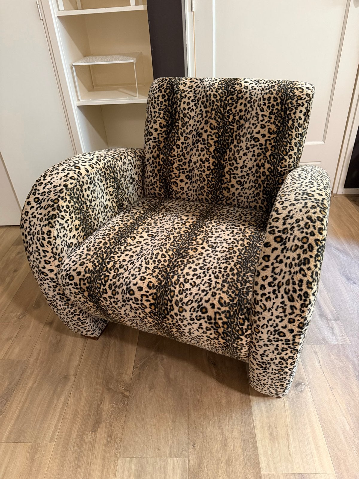 Fauteuil met zachte panterprint stof - Zeer goede staat, Ophalen, Gebruikt, Stof