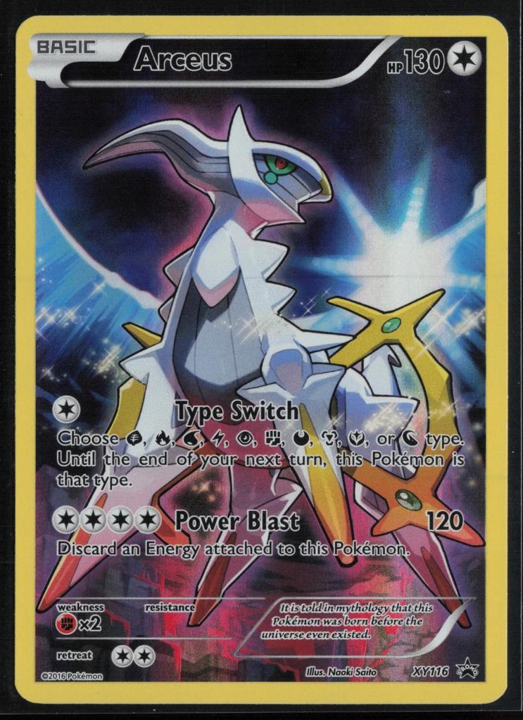 Pokemon 2016 Arceus XY116 Mythical Collection Full Art Promo, Ophalen of Verzenden, Zo goed als nieuw, Losse kaart, Foil