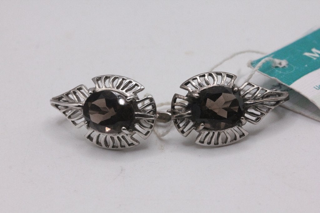 oorbellen zilver met rook topaas steen, Hangers, Nieuw, Ophalen of Verzenden, Met edelsteen