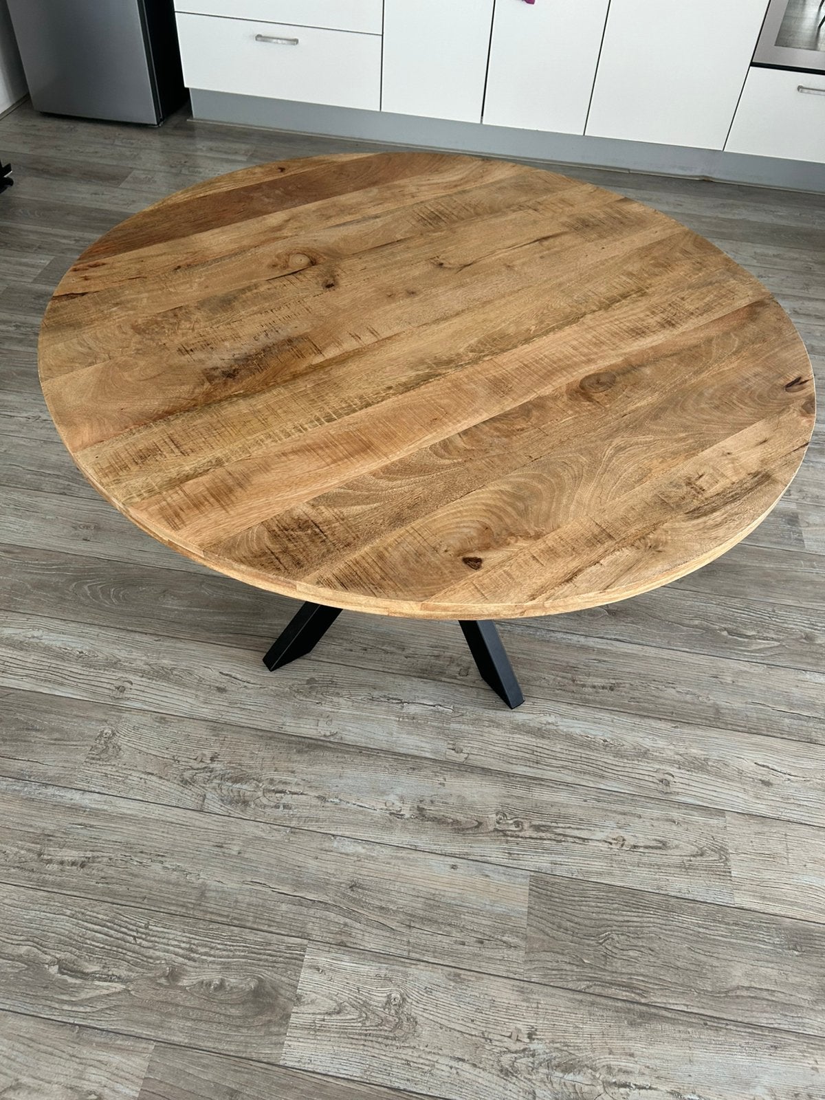 Mangohouten ronde eettafel, Ophalen, Rond, Zo goed als nieuw, 75 – 100