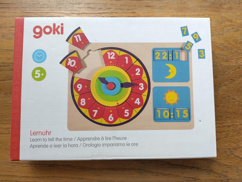 Goki Leerklok Houten Puzzel, Kinderen en Baby's, Speelgoed | Educatief en Creatief, Ophalen of Verzenden, Zo goed als nieuw, Puzzelen