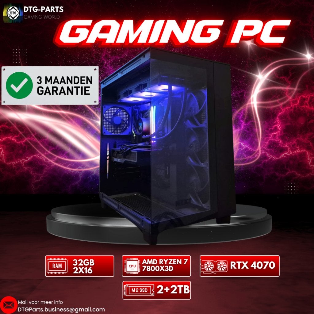 Gaming PC // RTX 4070 & AMD 7 7800X3D, Ophalen, 7604 HM, 32 GB, DTGParts.Business@gmail.com