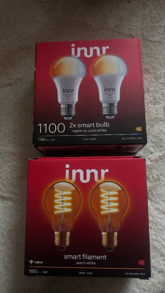 Innr Zigbee smart E27 lampen: 2x aanpasbaar + 2x warm wit, Led-lamp, Nieuw, Overige merken, E27 (groot)