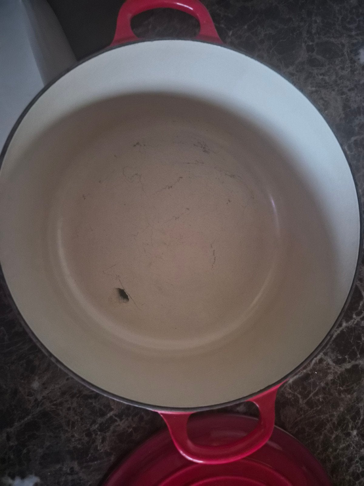 le creuset braadpan 28 cm lees!, Met deksel, Gebruikt, Le Creuset, Ophalen of Verzenden