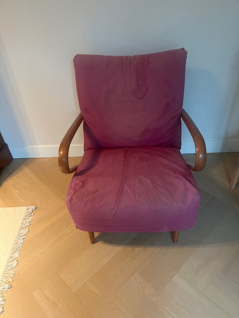 Minotti fauteuil, Ophalen, Gebruikt, 75 tot 100 cm, Stof