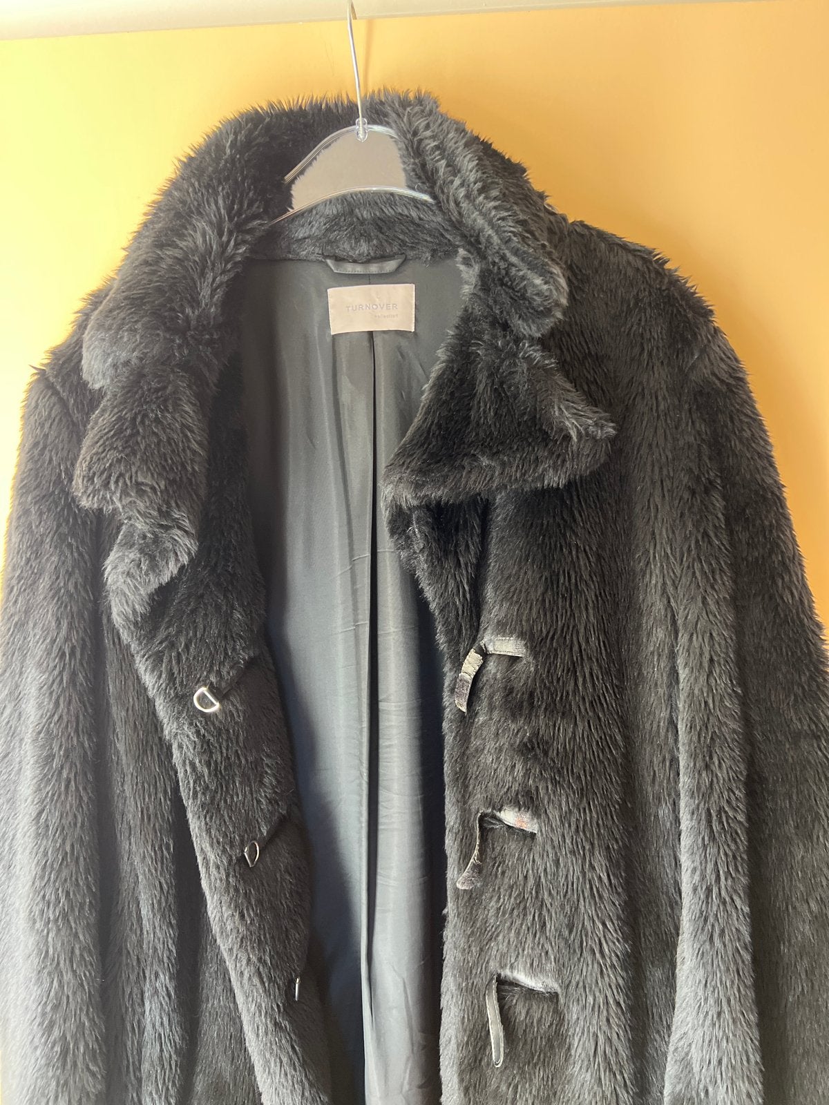 Turnover Zwarte Faux Fur Jas - Maat M, Kleding | Dames, Ophalen of Verzenden, Zo goed als nieuw, Maat 38/40 (M), Zwart