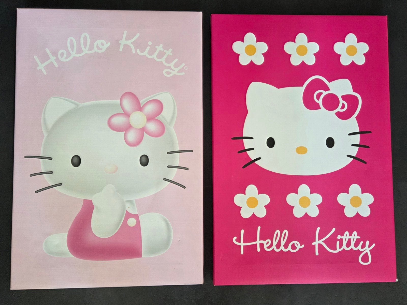 2 Hello Kitty canvasdoeken - Roze decoratie, Huis en Inrichting, Overige stijlen, Roze, Ophalen of Verzenden, Zo goed als nieuw