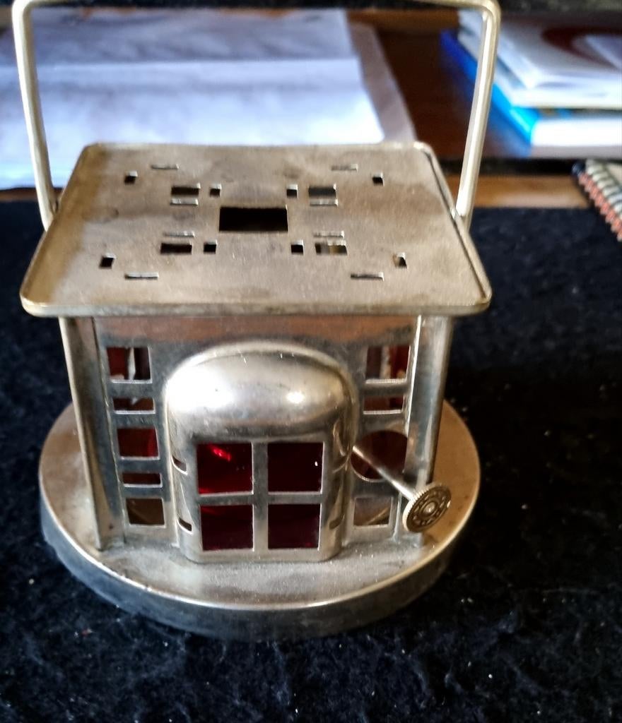 Prachtig antiek thee lichtje mooi en gaaf rood glas, Ophalen of Verzenden