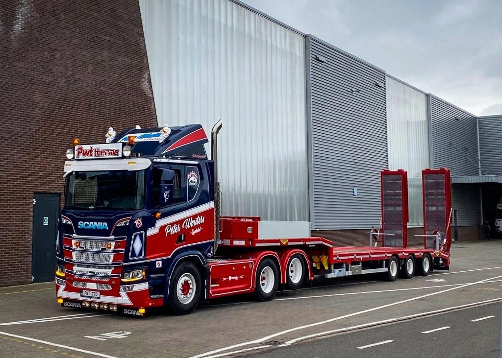 WSI SCANIA  R FLAT ROOF SLEEPER CAB + SEMI LOWLOADER  PWT, Ophalen of Verzenden, Nieuw, Bus of Vrachtwagen, Wsi