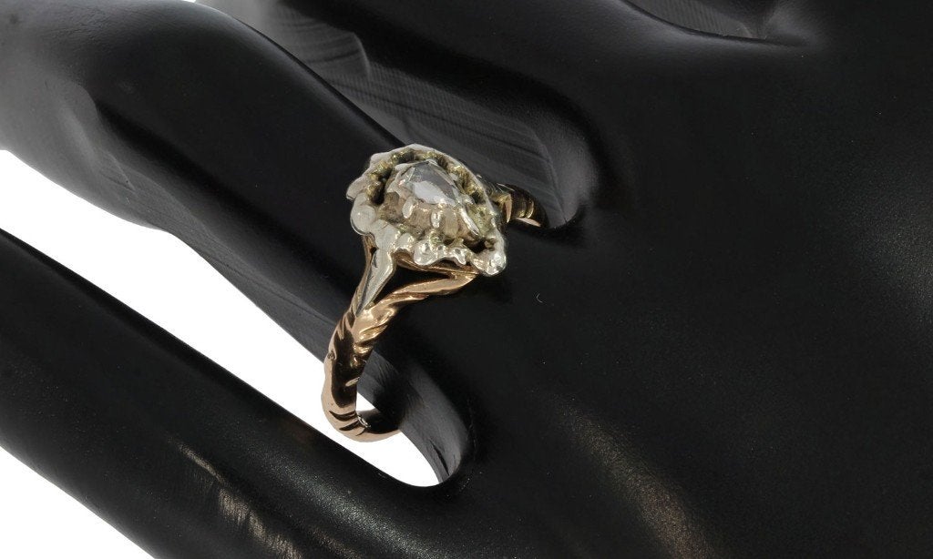 Diamant antieke ring 14k goud dames peer geslepen fraai
