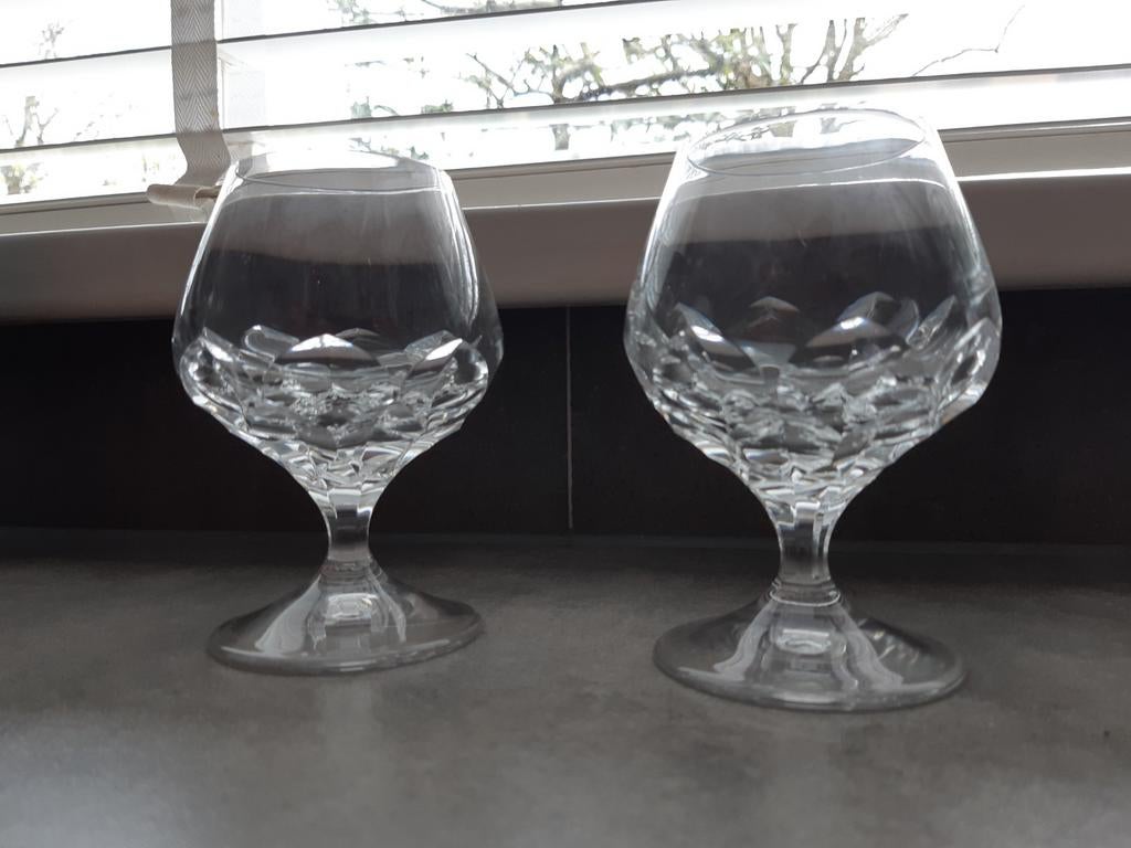 Twee kristallen whiskey glazen whiskey kristal glas cognac, Ophalen of Verzenden, Zo goed als nieuw, Borrel- of Shotglas