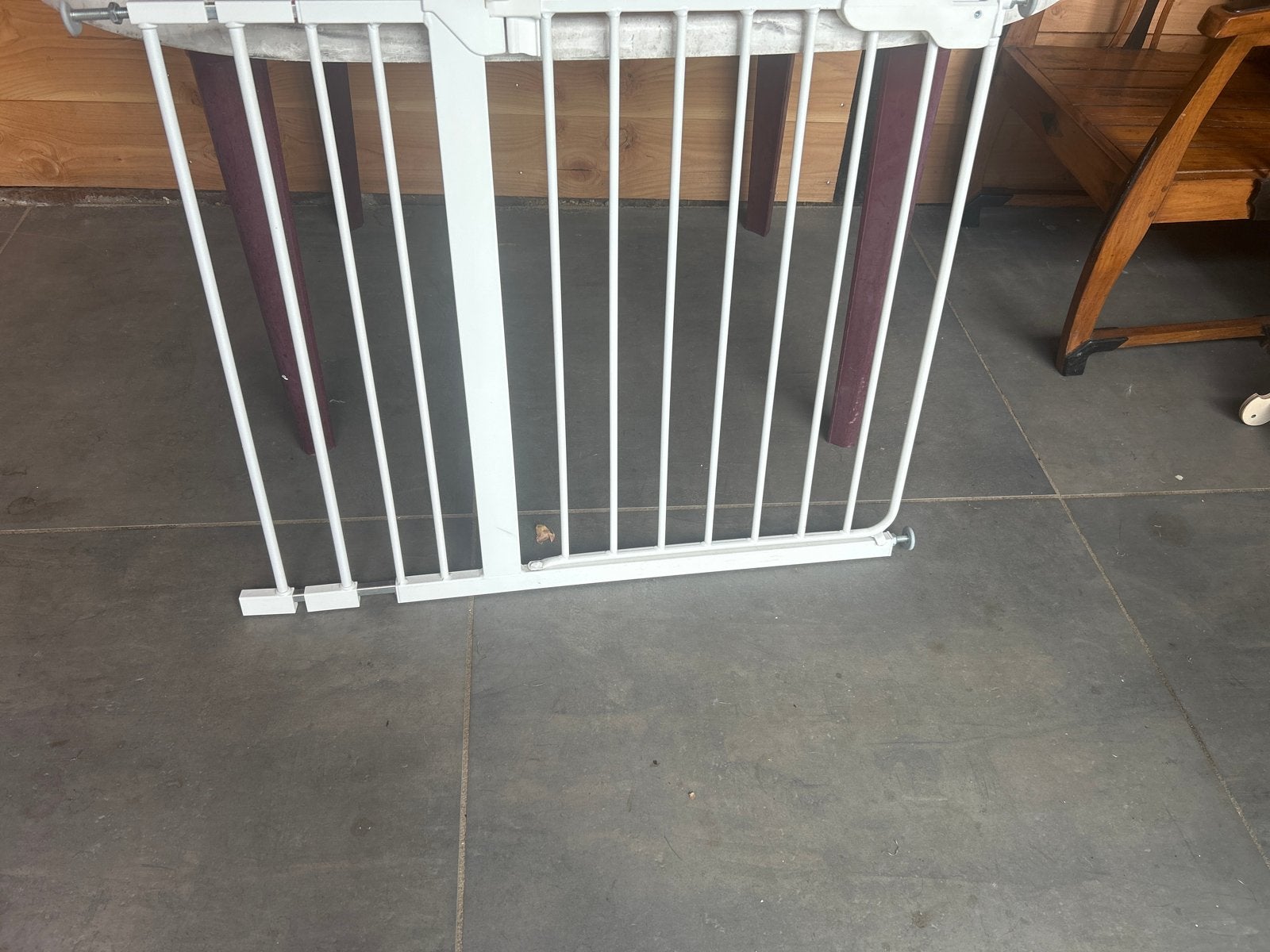 Wit traphekje met verlengstuk, klembevestiging (81x73cm), Gebruikt, Ophalen of Verzenden, Klemhekje, Metaal of IJzer