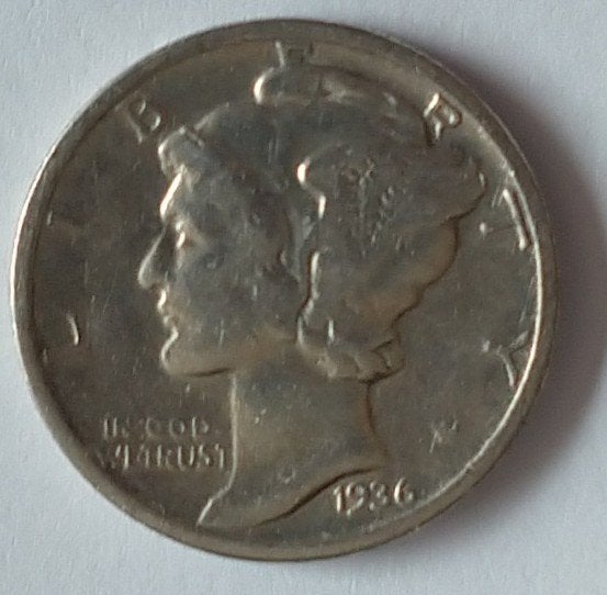 one dime 1936  , volgnr 73, Postzegels en Munten, Ophalen of Verzenden, Noord-Amerika, Losse munt
