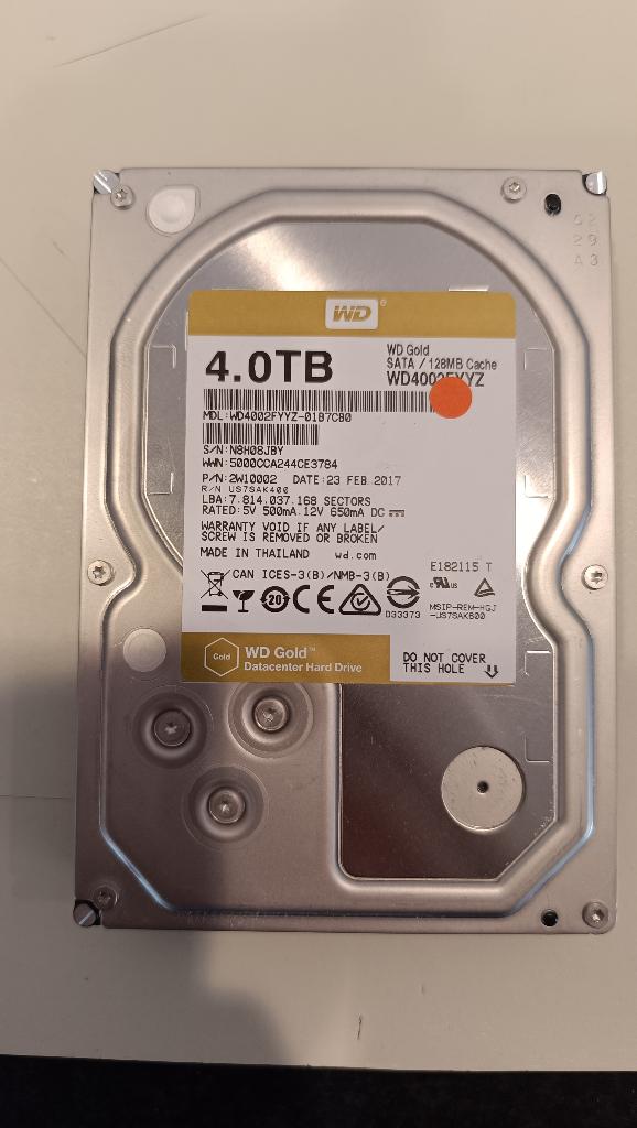 Western Digital GOLD HDD 4TB(Oranje sticker betekent leeg), Ophalen, HDD, WesternDigital, Desktop