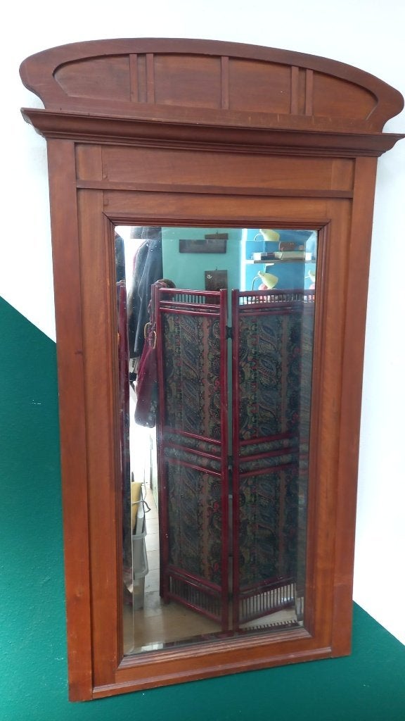 Fraaie houten hal-spiegel: 84 x 130 cm, Antiek en Kunst, Ophalen, Rechthoekig, 50 tot 100 cm, 100 tot 150 cm