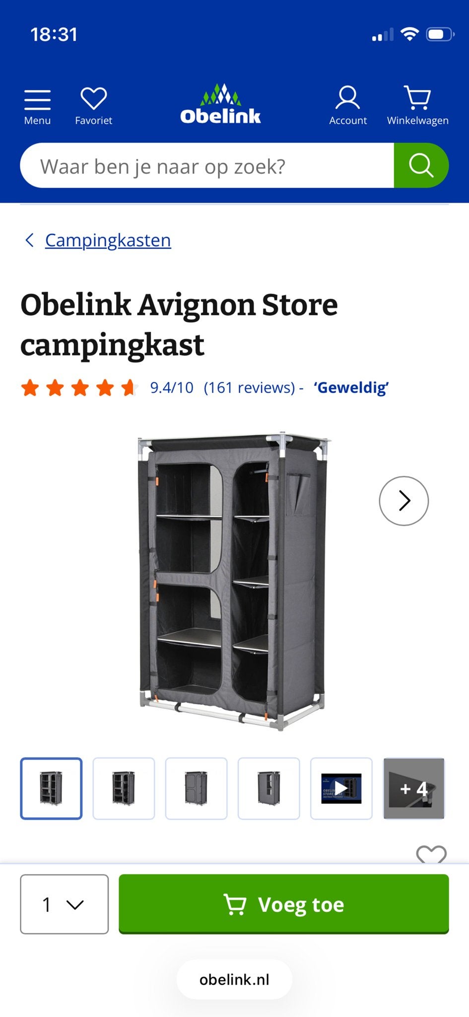 Obelink Avignon Store campingkast - Ruime opbergkast, Ophalen, Zo goed als nieuw