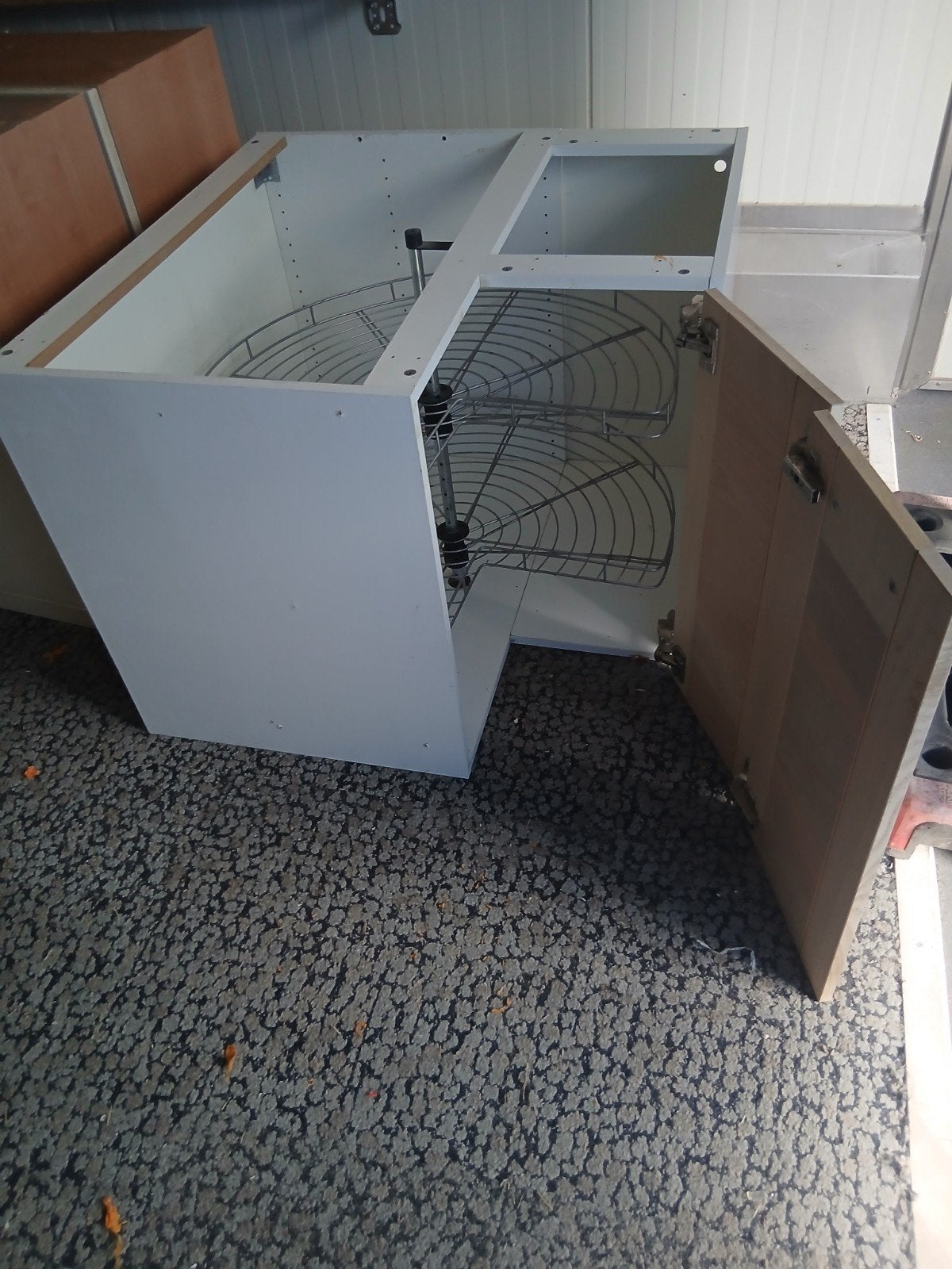 Keukenonderkast met draaiplateau - Hoekoplossing, Ophalen, Gebruikt, 100 tot 150 cm, Wit