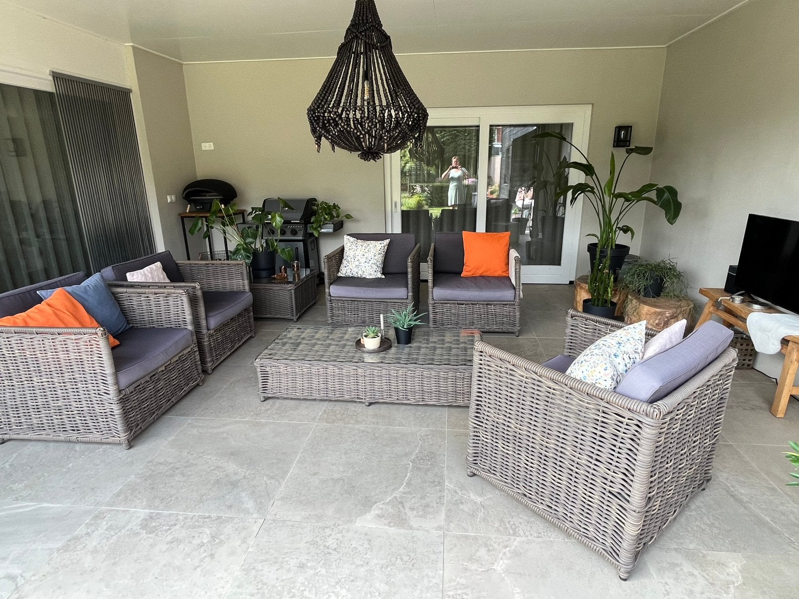 Prachtige loungeset, Ophalen, Zo goed als nieuw, Wicker, Hocker