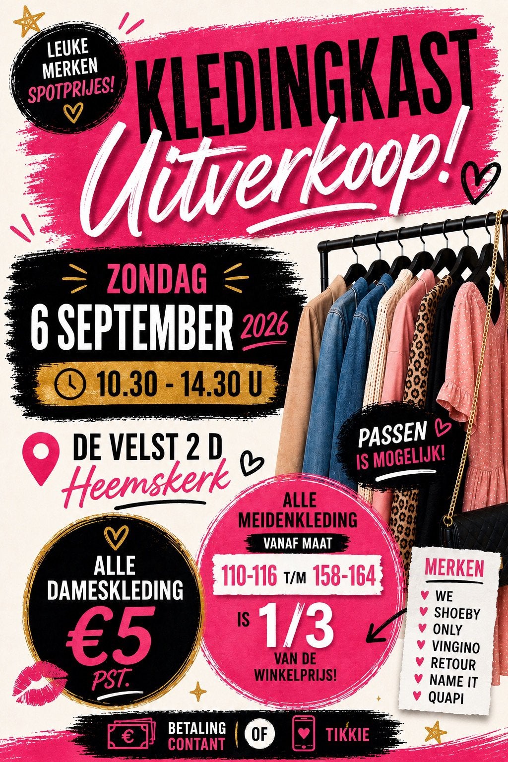 6 september Kledingkast Meiden uitverkoop Heemskerk, Ophalen, Zo goed als nieuw, Overige maten