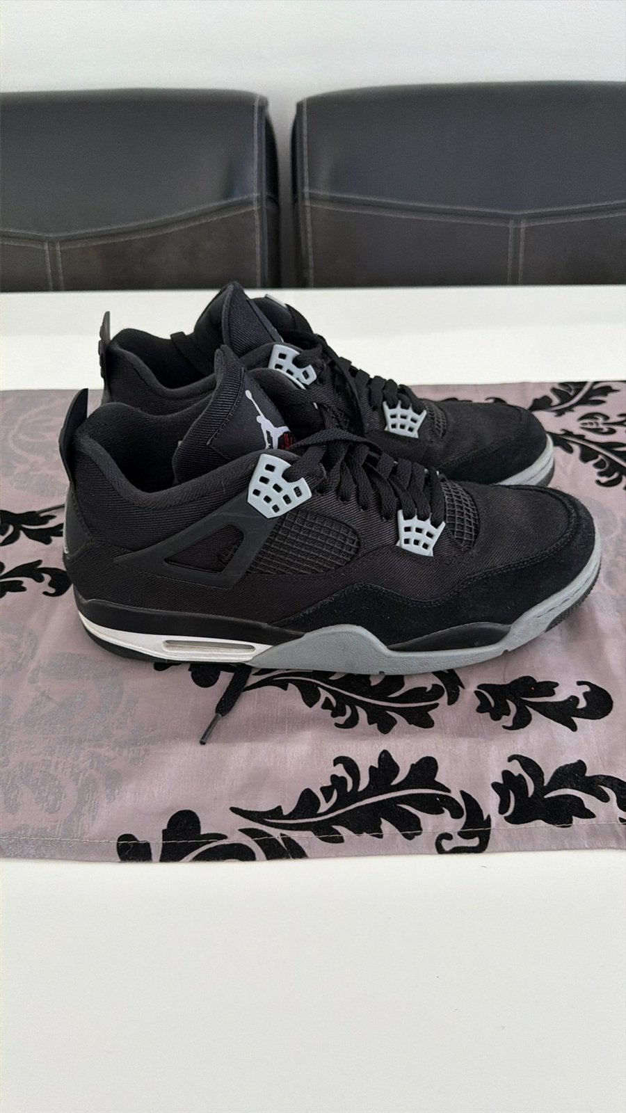 Air Jordan 4 Black Canvas Maat 46, Zwart, Ophalen of Verzenden, Sneakers of Gympen, Gedragen