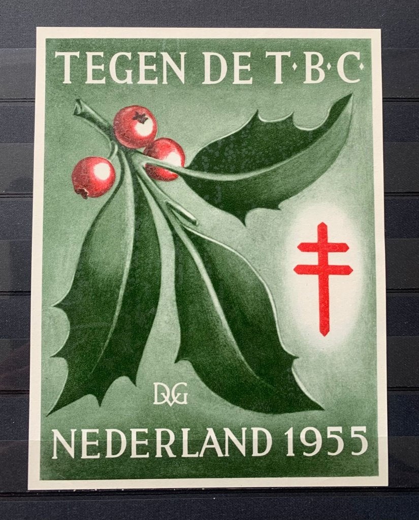 Sluitzegel tbc tuberculose '55 reclame mini poster, Verzenden, Na 1940, Gestempeld