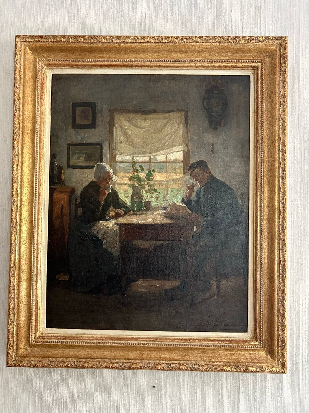 J.F. Sterre de Jong - Goois interieur, Ophalen, Doek, Portret of Personen, Realistisch