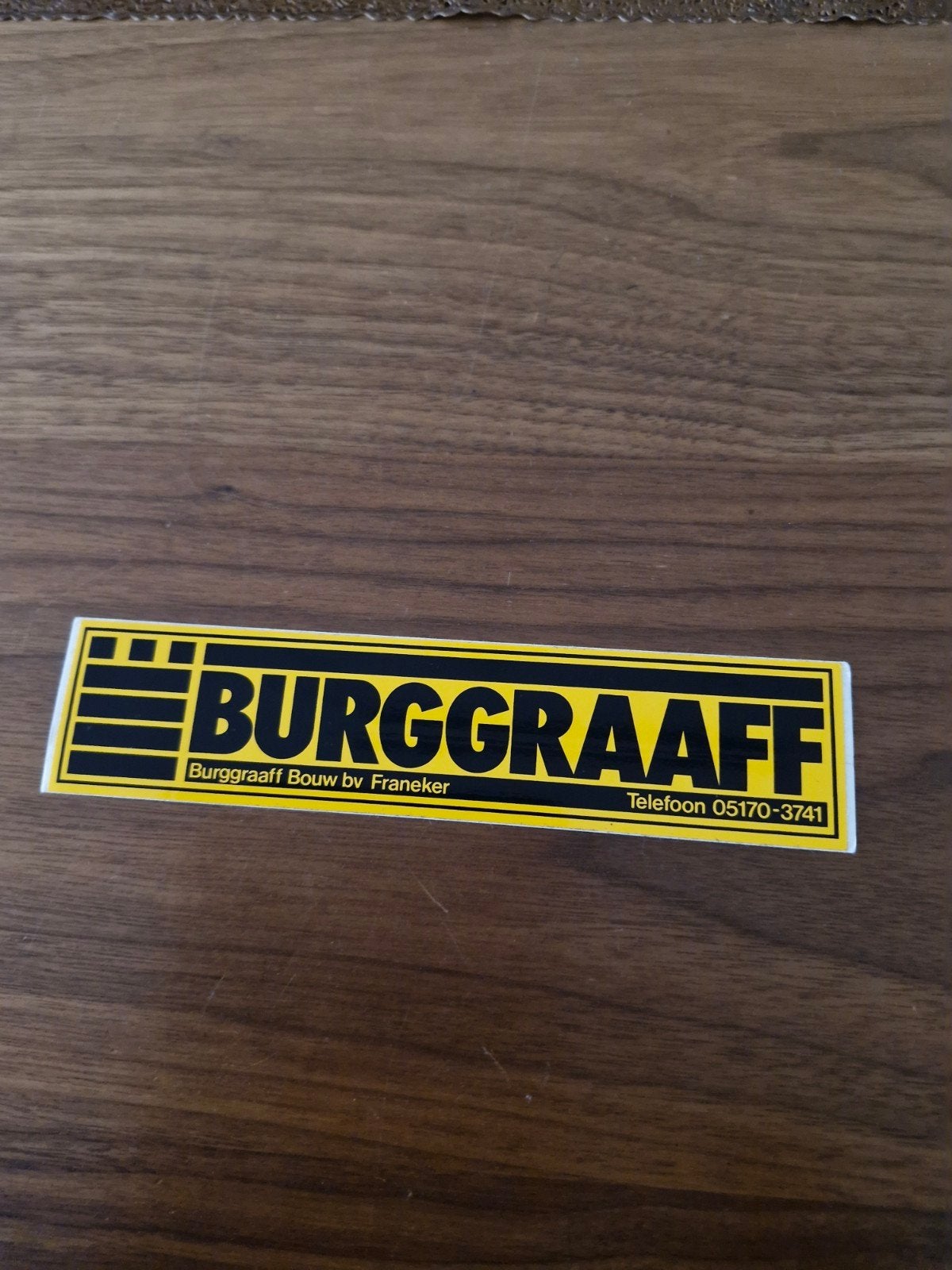 1085 Sticker Burggraaff Bouw bv Franeker 19 x 4,5 cm, Ophalen of Verzenden, Nieuw, Sticker