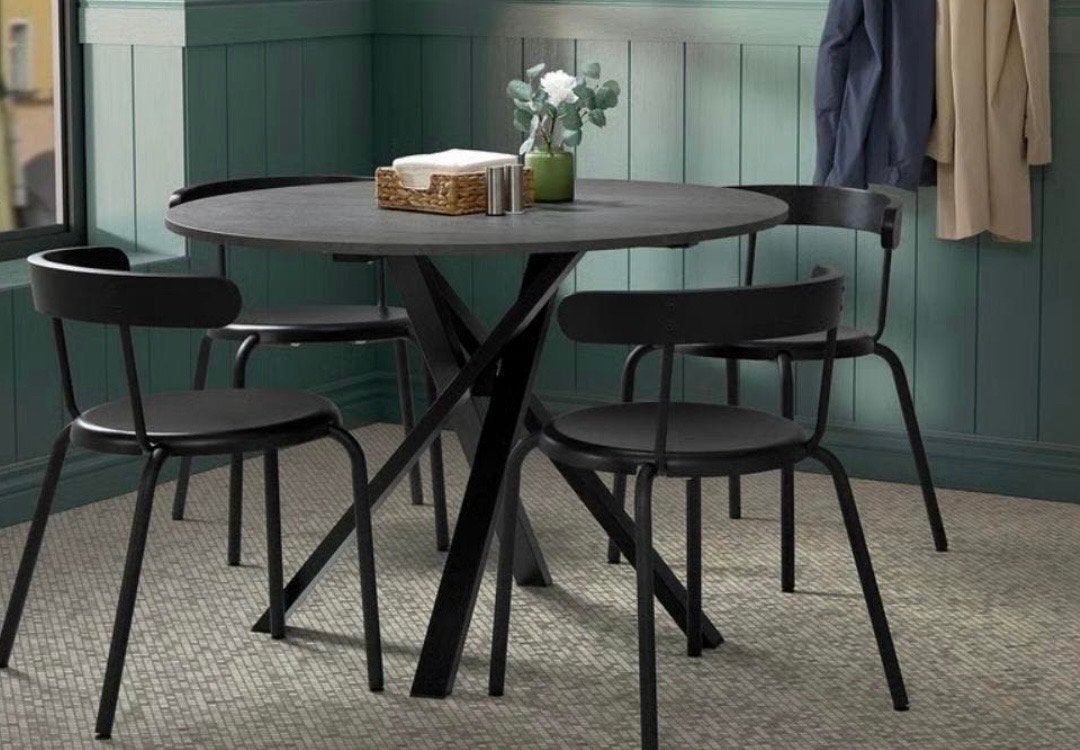 Moderne ronde eettafel, Ophalen, Gebruikt, Zwart, Vier