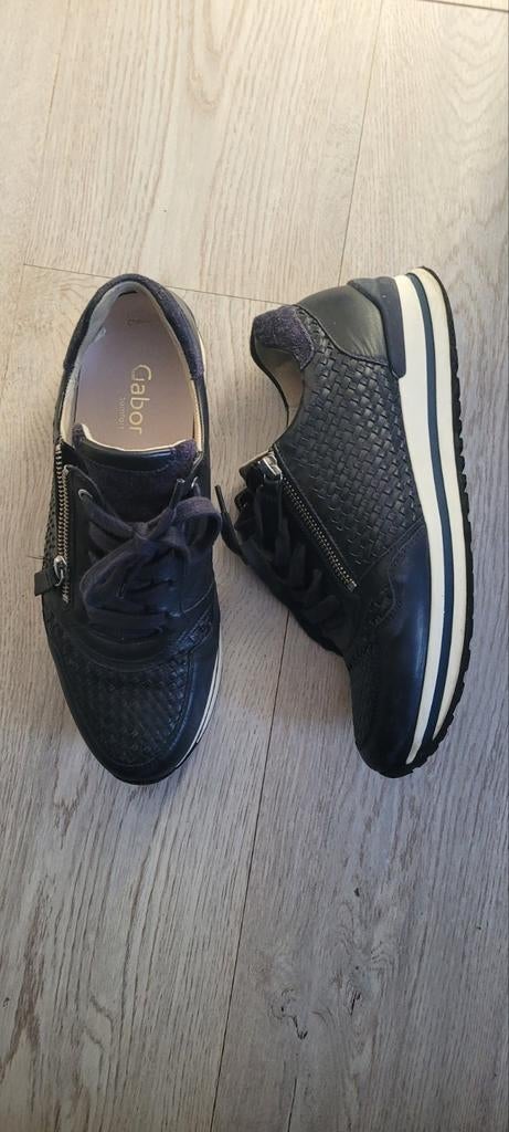 Gabor blauw leren sneakers met rits maat H, 7, 40, Blauw, Gabor, Ophalen of Verzenden, Sneakers of Gympen