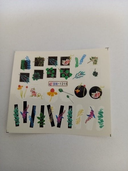 Velletje nagel water decals stickers BN-1215 vierkanten rond, Zwart, Nieuw, Ophalen of Verzenden, Handen en Nagels