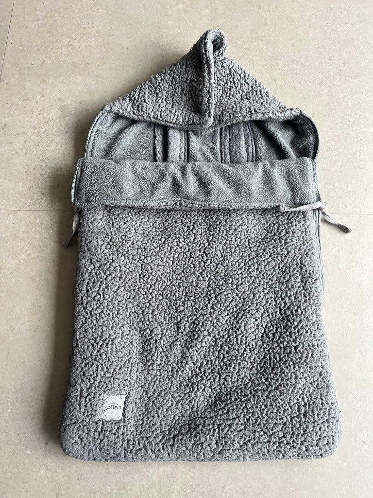 Jollein voetenzak Teddy storm grey, Jollein, Ophalen of Verzenden, Zo goed als nieuw, Dubbele rits