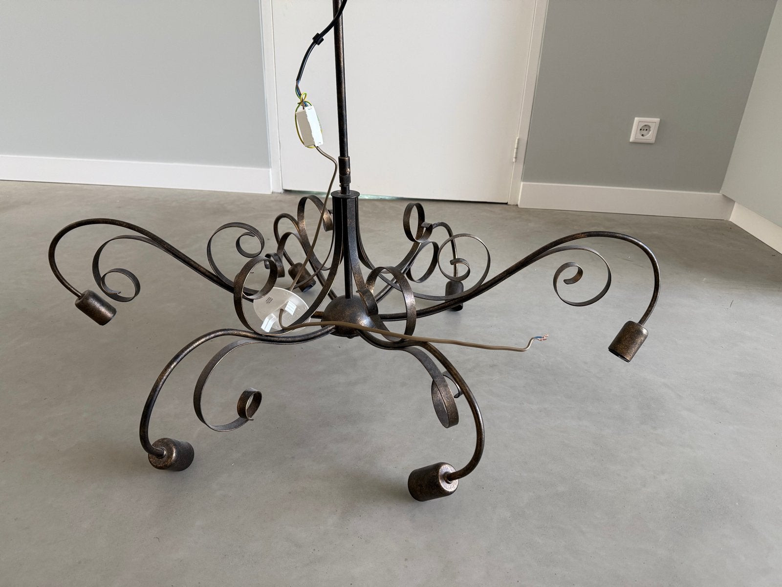 Plafondlamp Curlie  zwart/goud gepatineerd 6lichts, Huis en Inrichting, Lampen | Plafondlampen, Ophalen, Gebruikt, 100 cm, Design