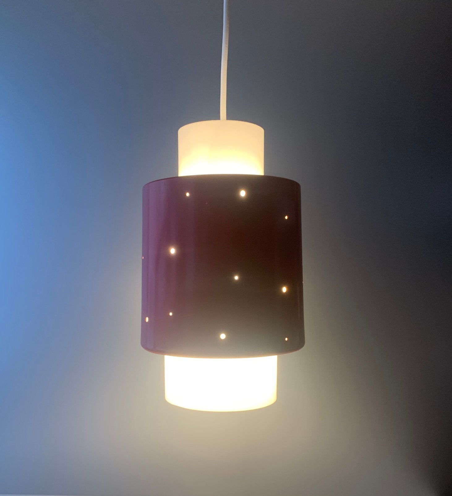 60s glass red pendant vintage silence of the lamps, Gebruikt, Mid century modern vintage design, Glas, E27 (groot)