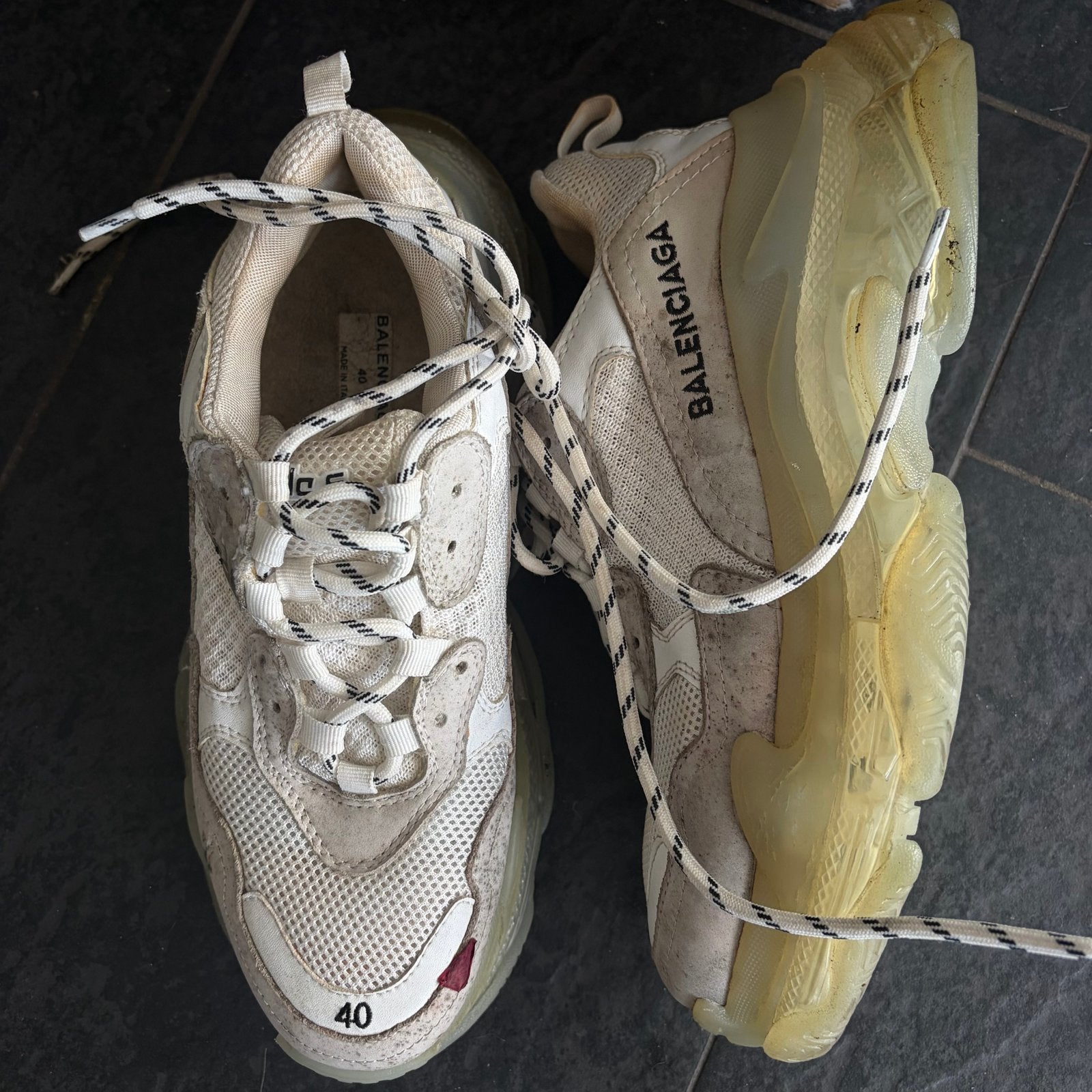 Balenciaga Triple S Sneakers Maat 40 - Gedragen, Ophalen, Gedragen, Wit, Sneakers of Gympen