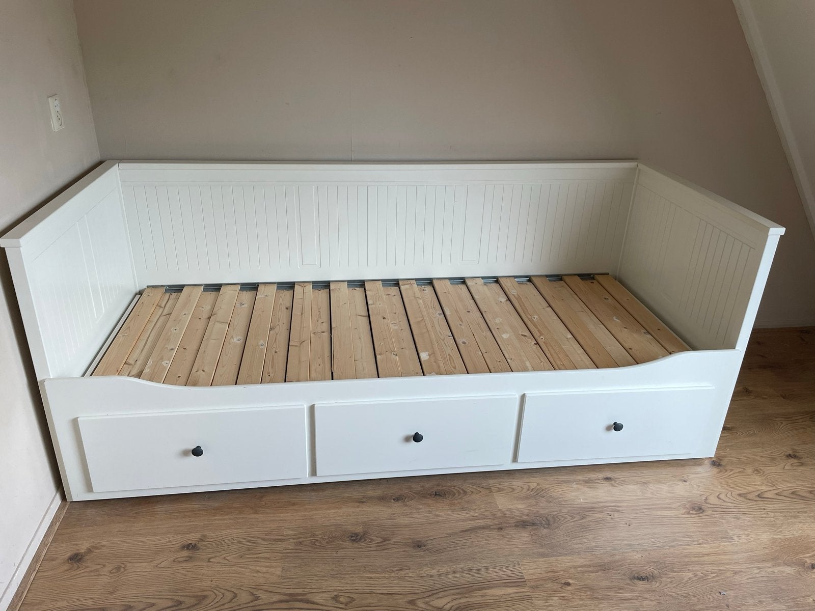IKEA Hemnes Bedbank met 3 lades en 1 matras, Ophalen, Verstelbaar, Wit, Tweepersoons