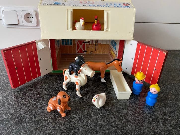 Vintage Fisher-Price Boerderij met Dieren en Poppetjes, Ophalen of Verzenden, Gebruikt