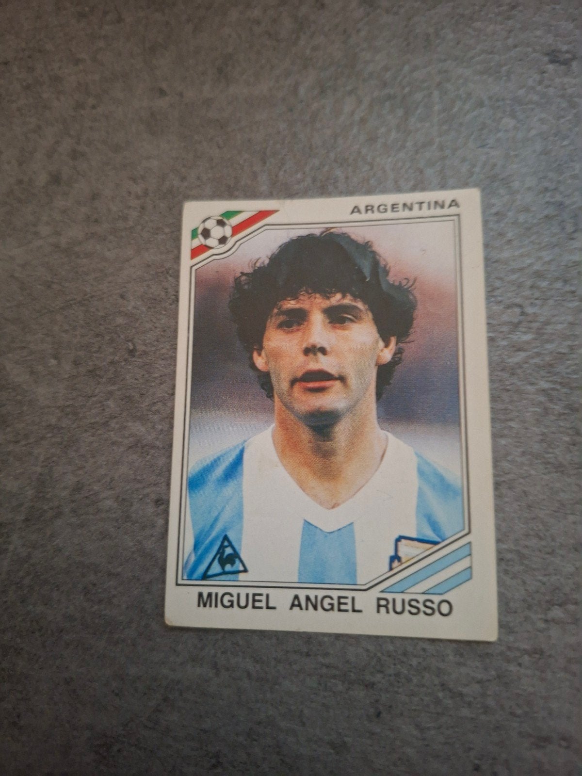 Panini sticker WK 86 Mexico. Miguel Angel Russo Argentinië., Ophalen of Verzenden, Gebruikt, Sticker