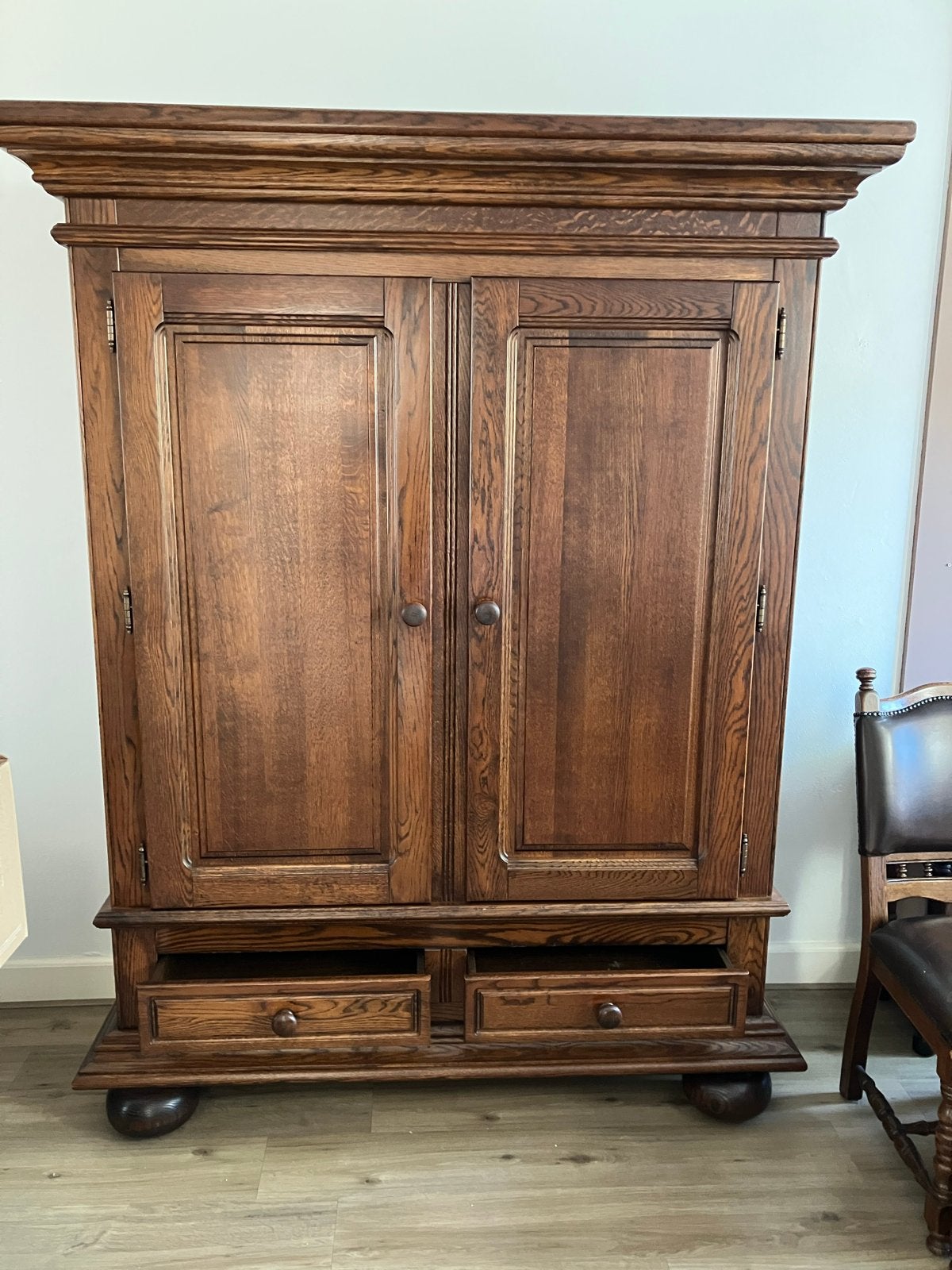 Massief Eiken Kast - 202x140x50 cm, Ophalen, Gebruikt