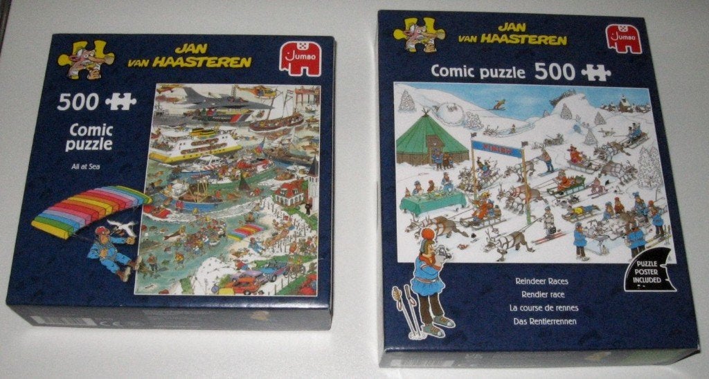 2X PUZZELS 500 ST. - JAN VAN HAASTEREN - NIEUWSTAAT, Verzenden, 500 t/m 1500 stukjes, Zo goed als nieuw, Legpuzzel