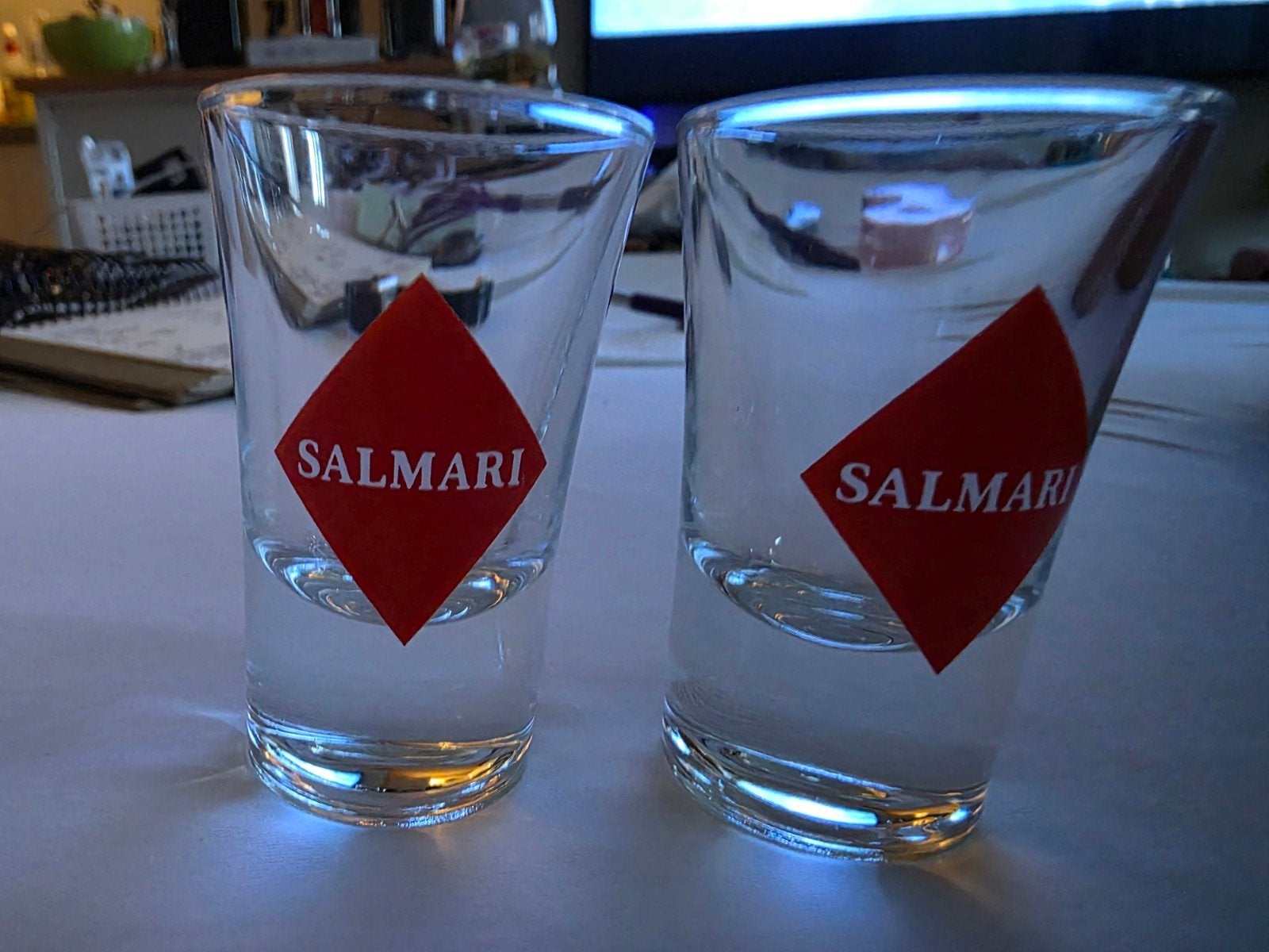 Set van 2 Salmari shotglaasjes, Ophalen of Verzenden, Zo goed als nieuw, Meerkleurig, Overige merken