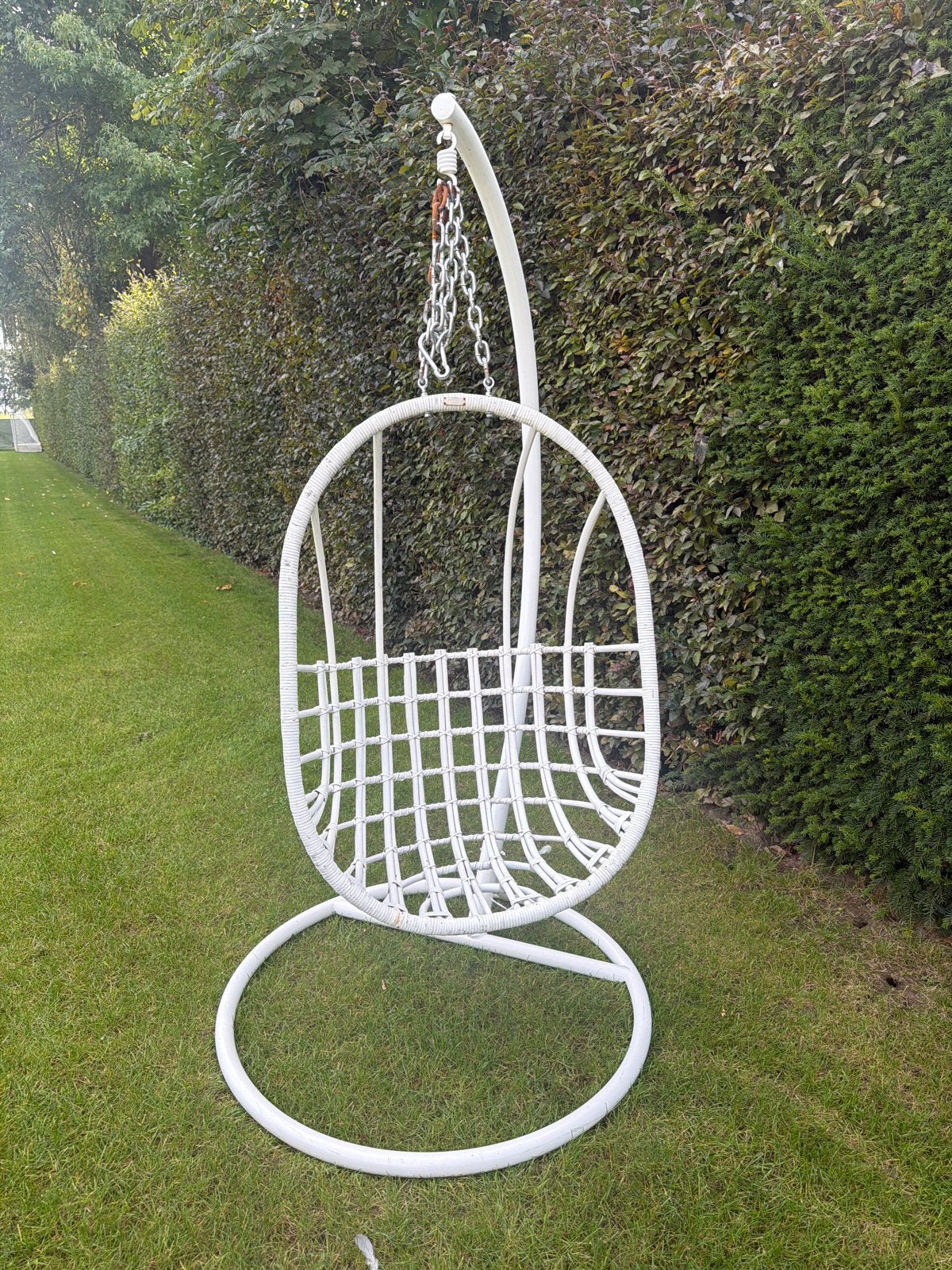 Witte Wicker Hangstoel met Standaard, Tuin en Terras, Ophalen, Gebruikt, Wicker, Schommelbank