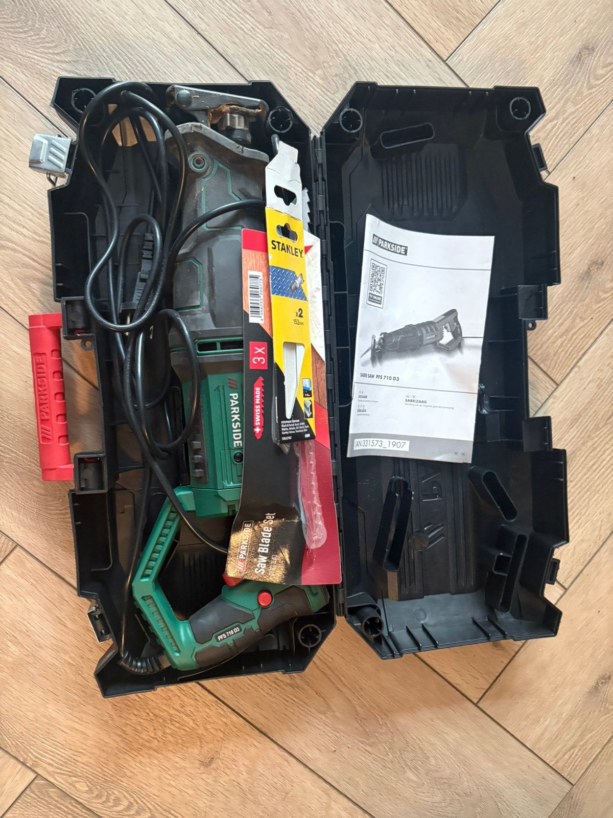Parkside reciprozaag / sabelzaag met koffer – compleet, Ophalen of Verzenden, 600 tot 1200 watt, Reciprozaag, 70 mm of meer