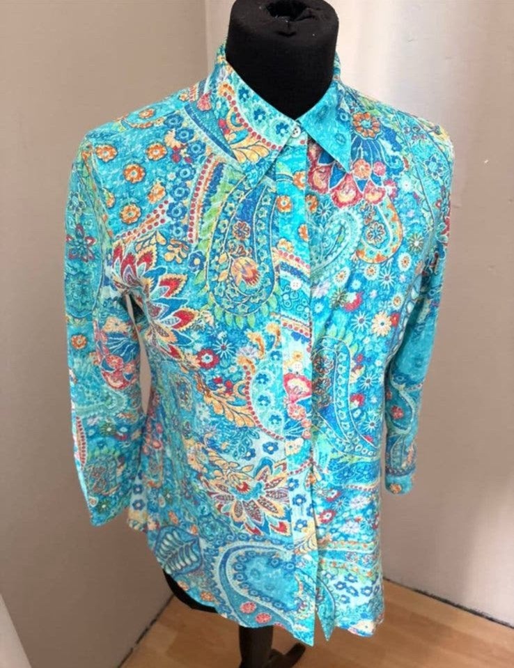 Ralph Lauren mooie blouse met paisley print mt 36, Ophalen of Verzenden, Zo goed als nieuw, Maat 36 (S), Blauw