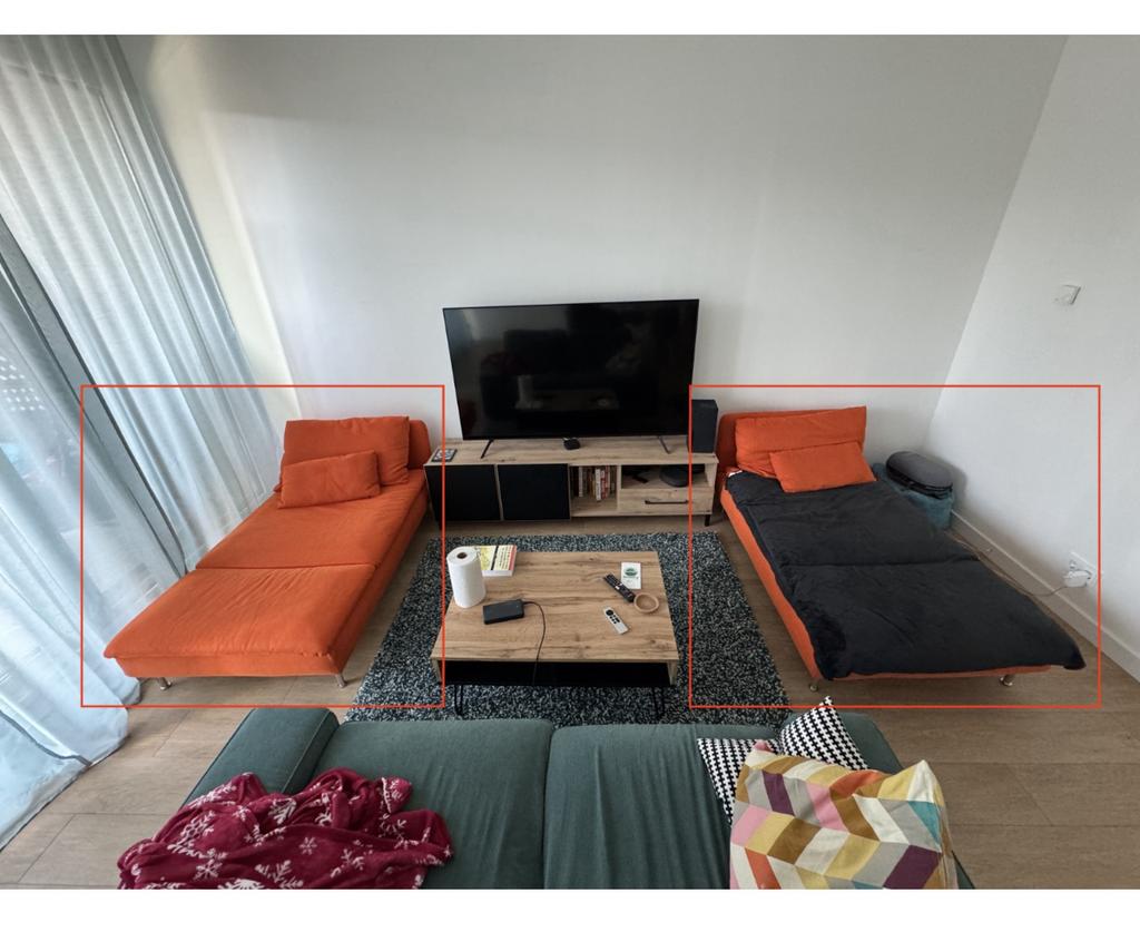 Ikea- Living Room Furniture Set – Orange Sofa/Daybed x2, Ophalen of Verzenden, Gebruikt