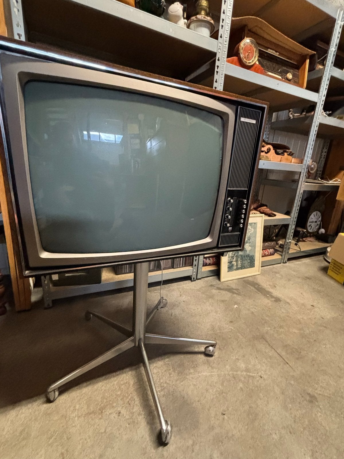 Vintage Televisie op Verrijdbare Standaard, Antiek en Kunst, Antiek | Tv's en Audio, Ophalen