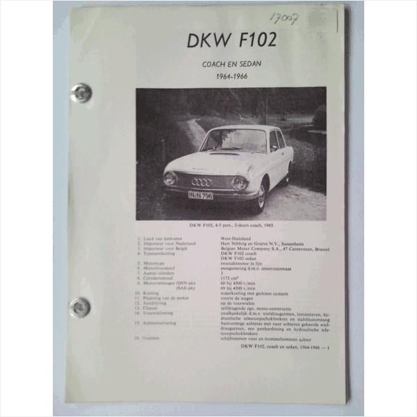 DKW Auto Union F102 Vraagbaak losbladig 1964-1966 #1 Nederla, Boeken, Ophalen of Verzenden, Gelezen, Algemeen