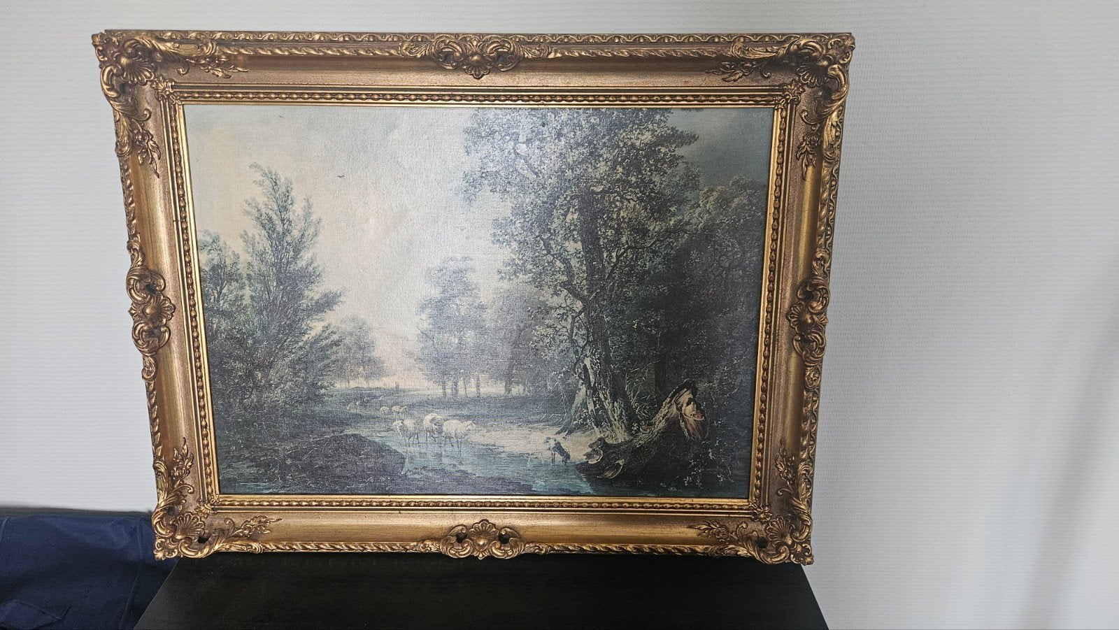 Schilderij met boslandschap in klassieke lijst, Ophalen, Landschap, Klassiek, Papier