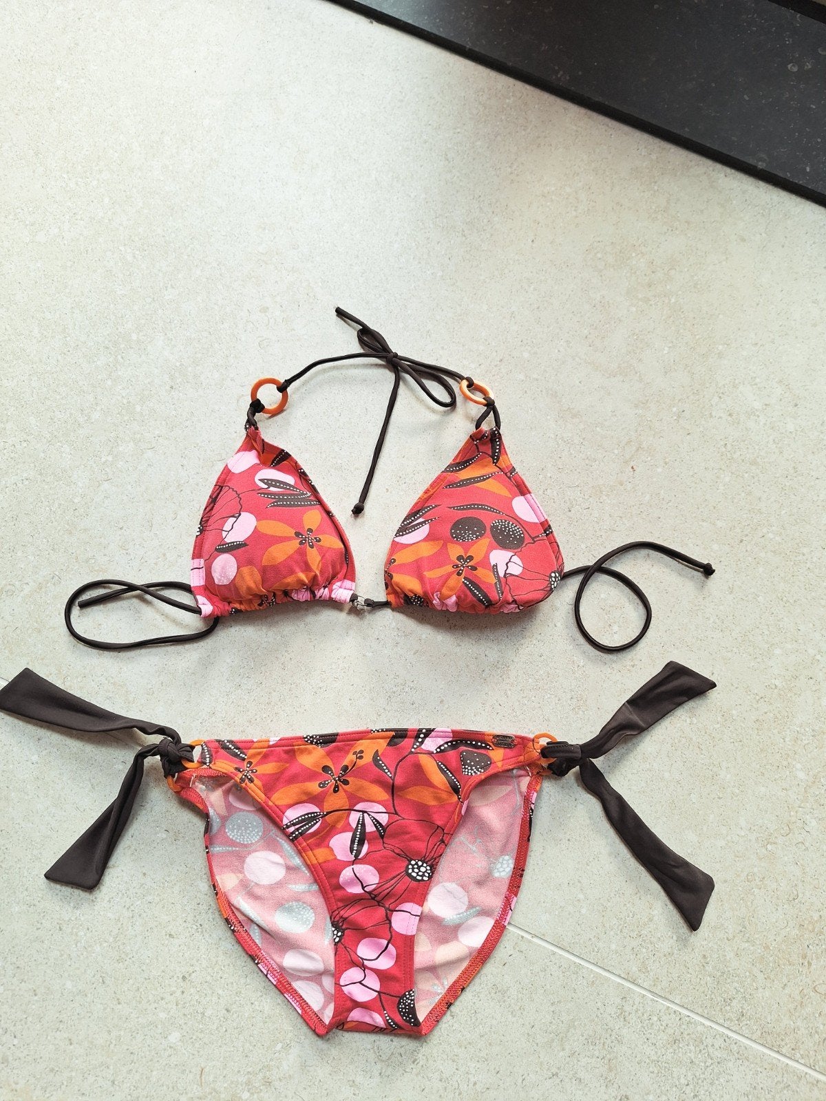 Banana Moon Bikini haltertop Bijpassend Tasje roze oranje, Banana moon, Oranje, Ophalen of Verzenden, Zo goed als nieuw