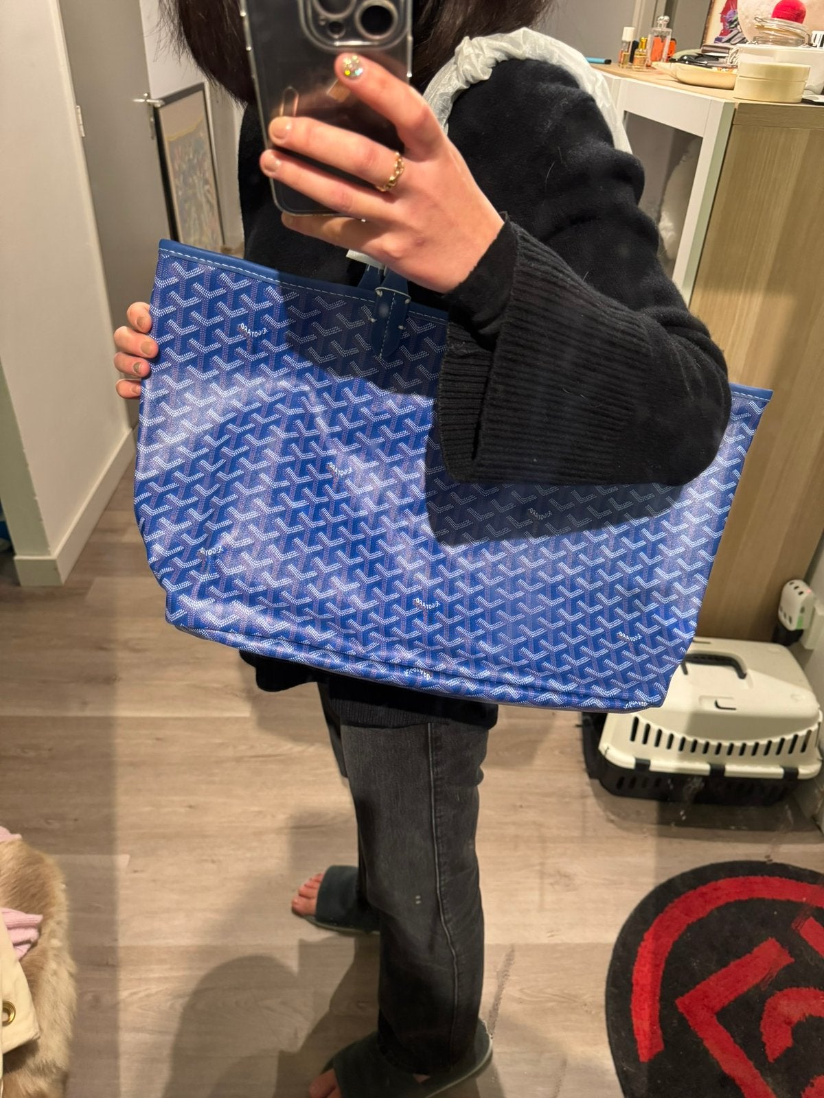 Goyard Bag Blue Large Canvas Tote Bag, Ophalen of Verzenden, Nieuw, Blauw, Shopper